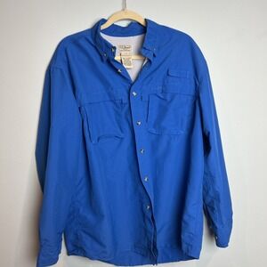 L.L.Bean Blue Vented Fishing Hiking Shirt Roll Tab Hiking Outdoor Size Large